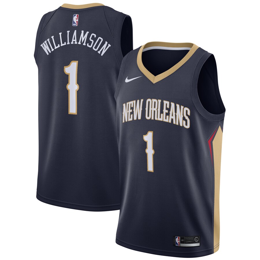 Men's New Orleans Pelicans #1 Zion Williamson Navy NBA Stitched Jersey